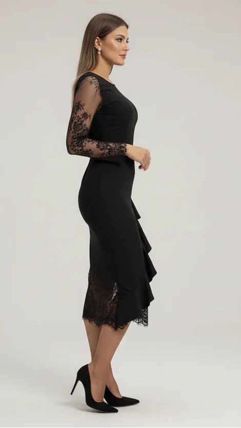 NAFISA™ | VESTIDO ENTALLADO DE ENCAJE