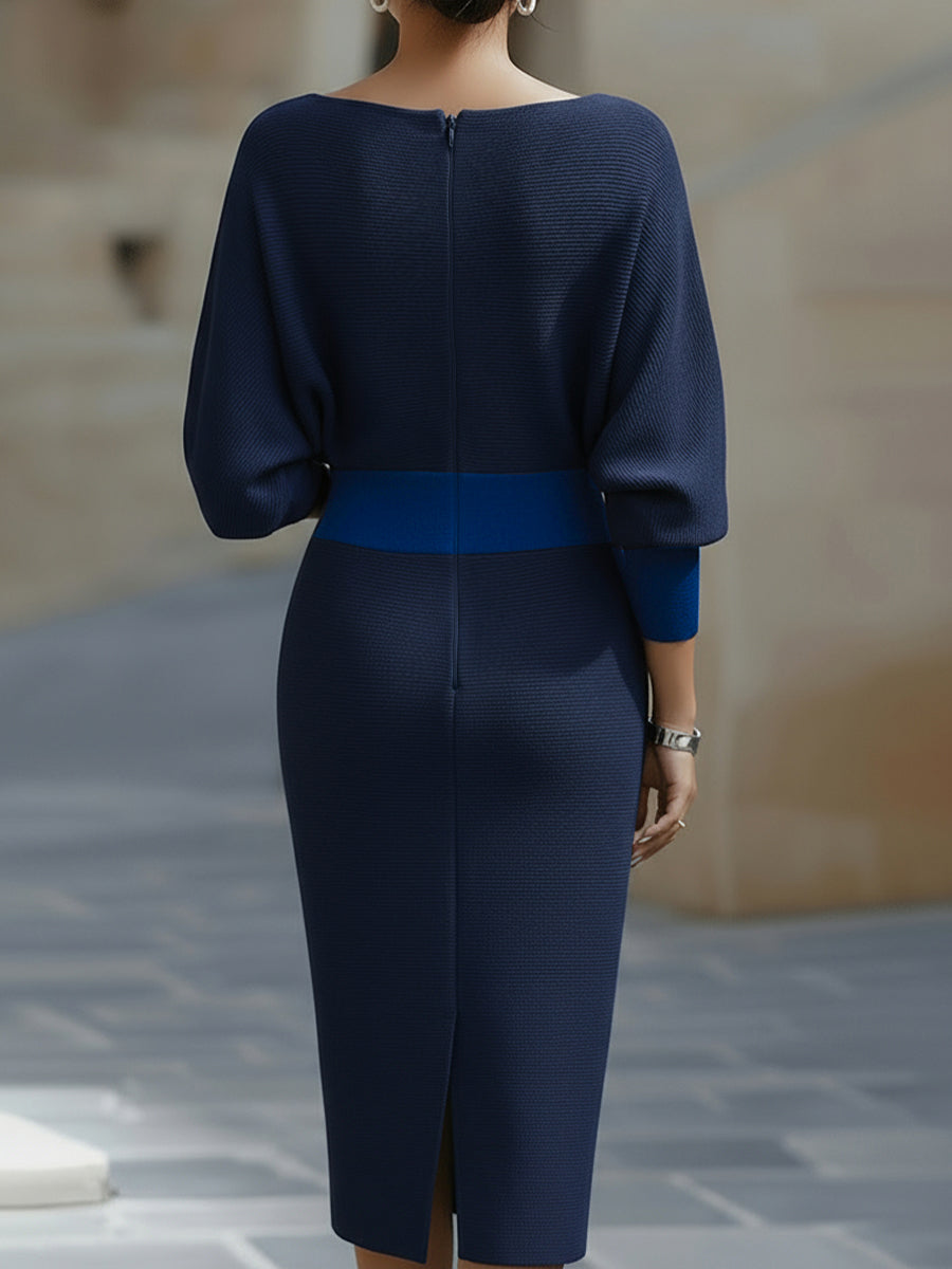 Cantare | Vestido midi drapeado con mangas de murciélago