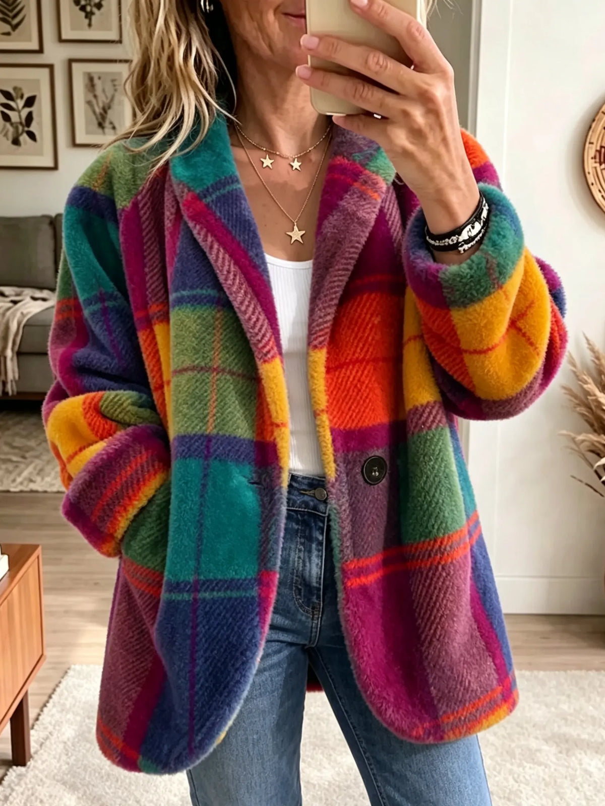 Lavinia | Chaqueta de forro polar a cuadros