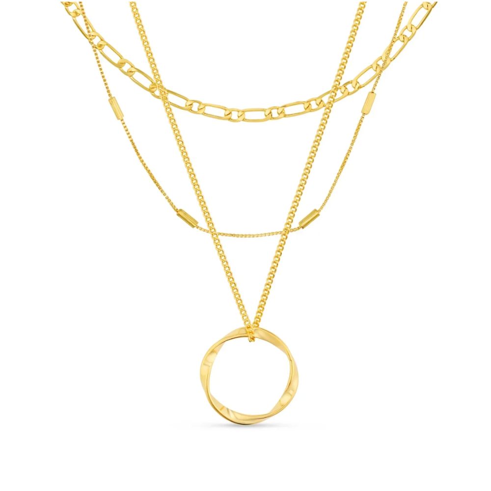 Collar clásico de oro de tres hileras