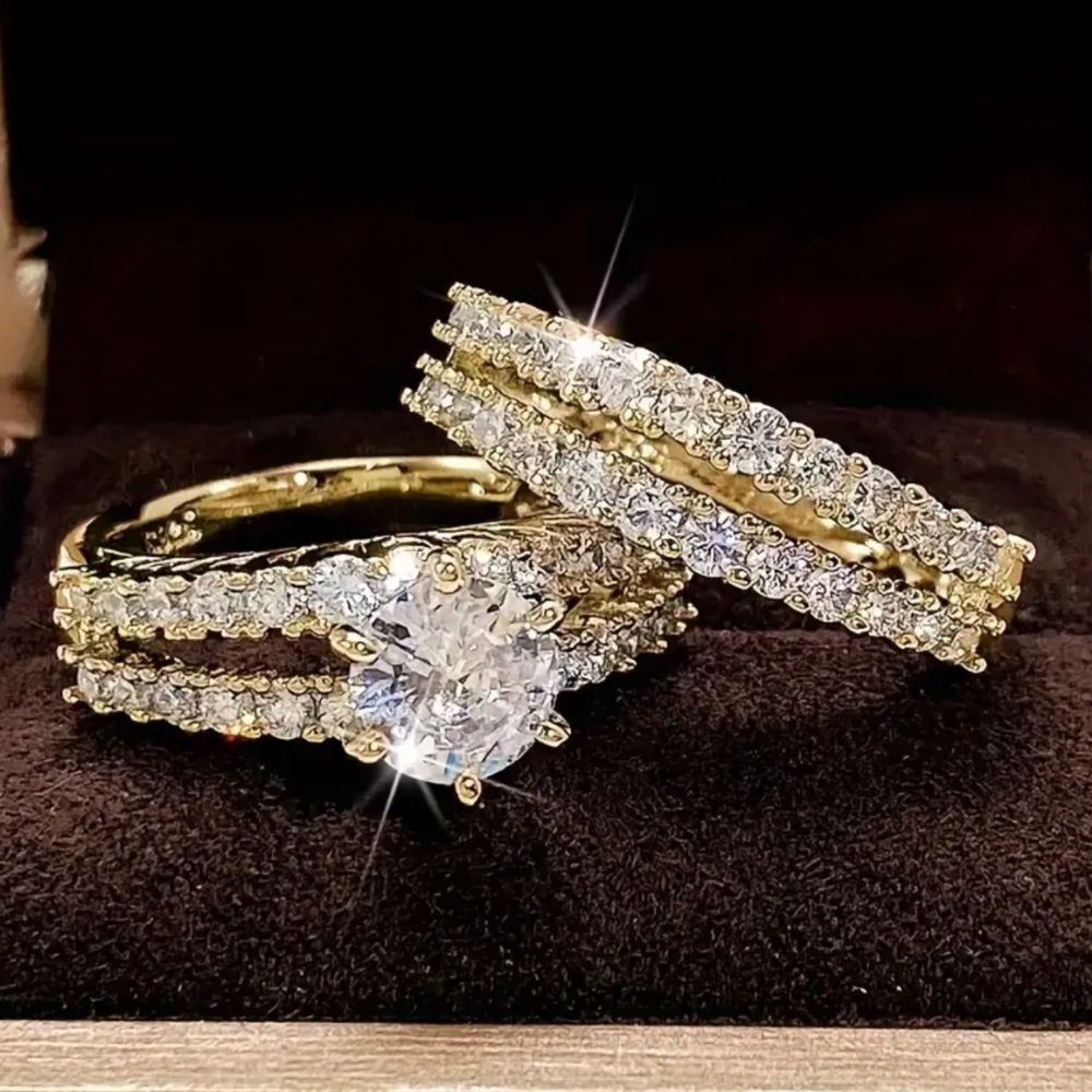 Conjunto de anillos de diamantes «Brillo eterno»