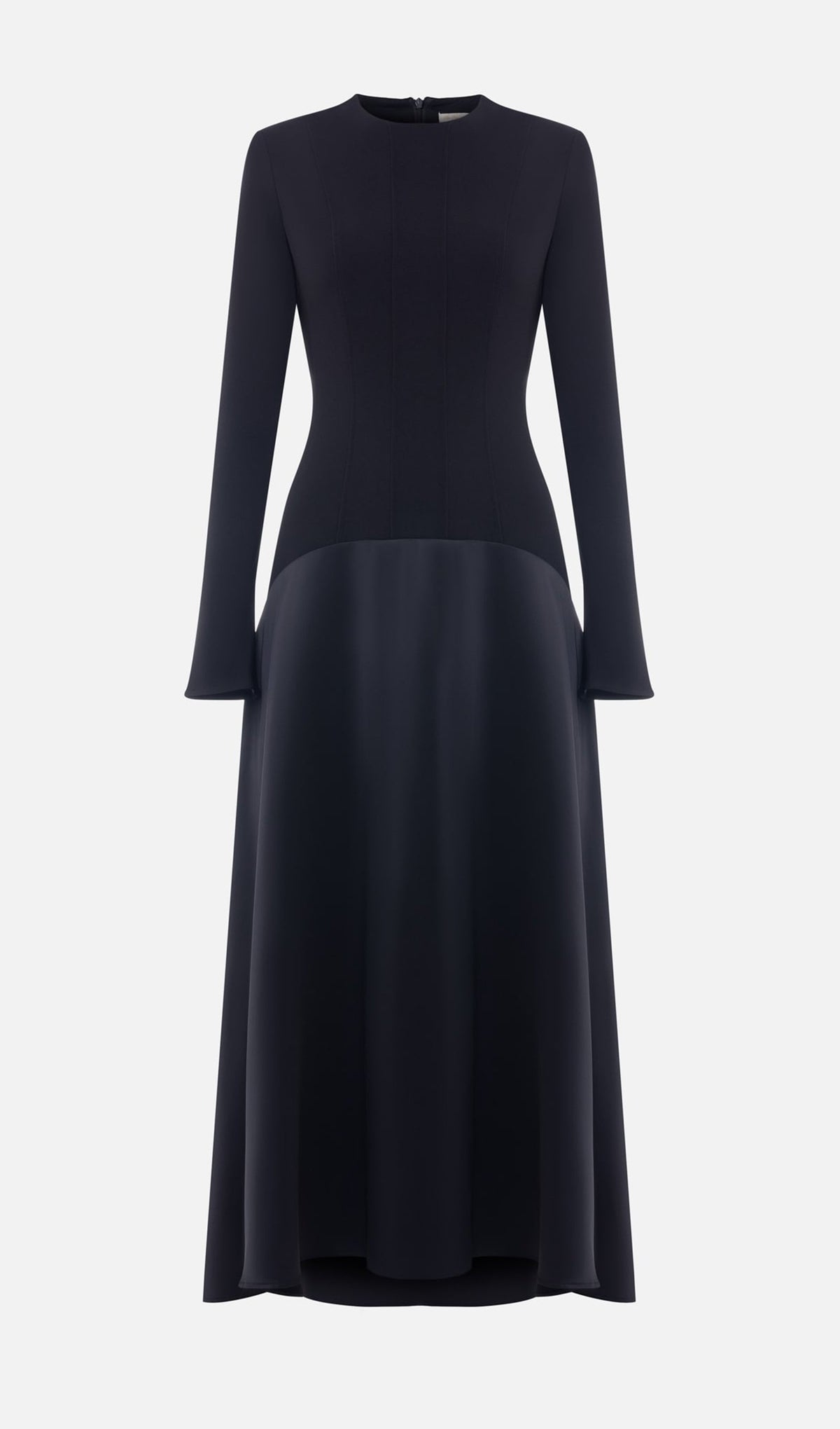 VESTIDO LARGO DE PUNTO Y SATÉN