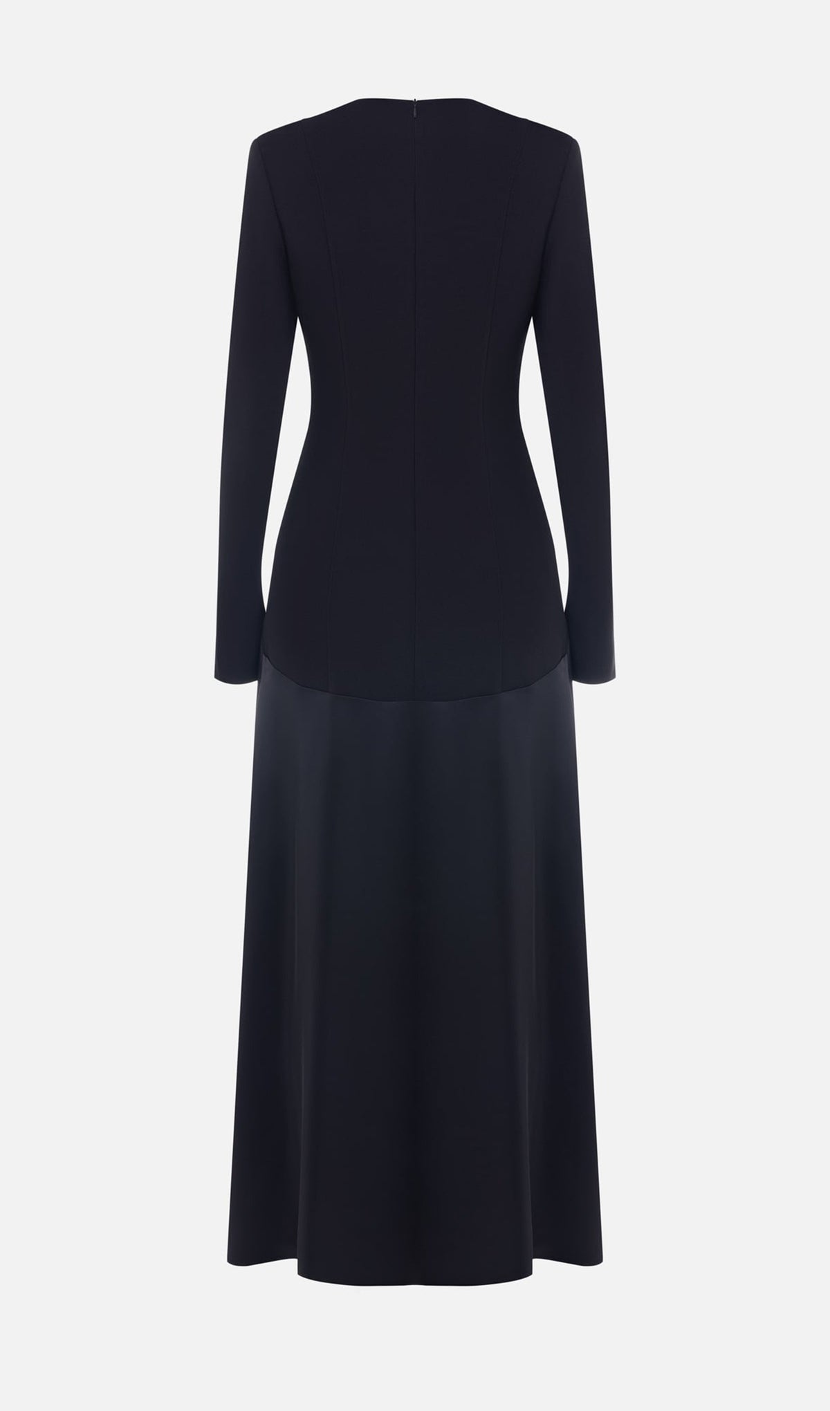 VESTIDO LARGO DE PUNTO Y SATÉN