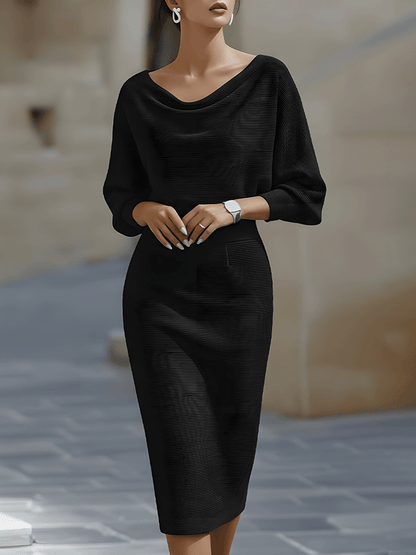 Cantare | Vestido midi drapeado con mangas de murciélago