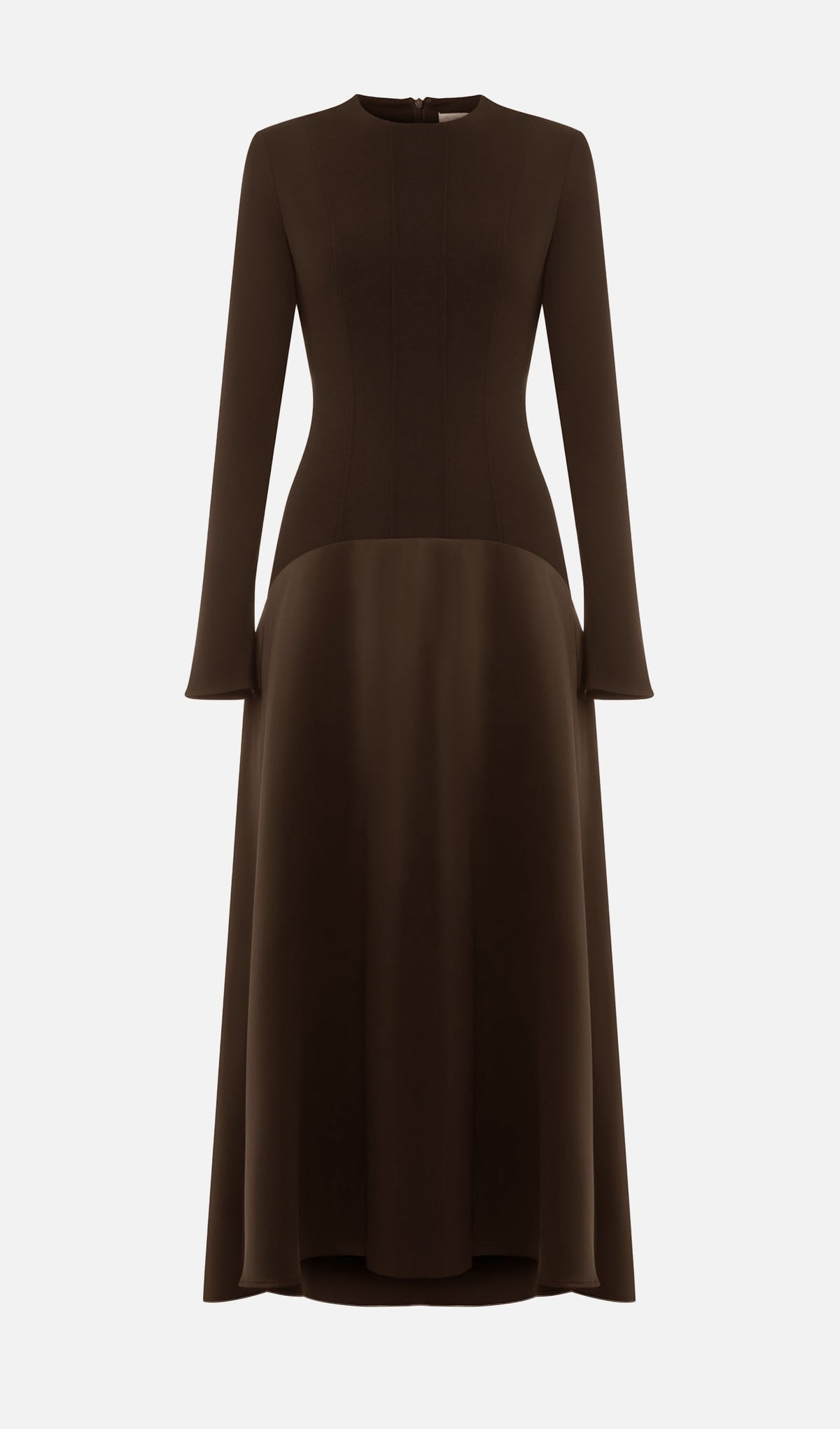 VESTIDO LARGO DE PUNTO Y SATÉN