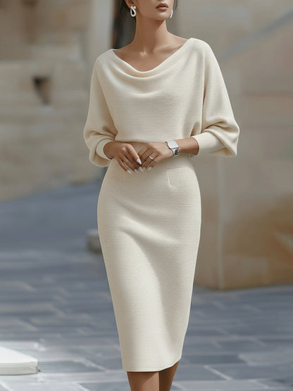 Cantare | Vestido midi drapeado con mangas de murciélago