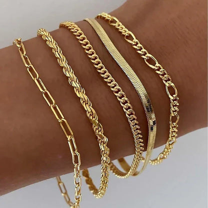 Emilia – Juego de 5 pulseras de oro