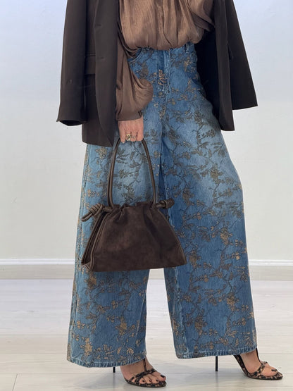 EMILY | JEANS WIDE LEG FLORAL