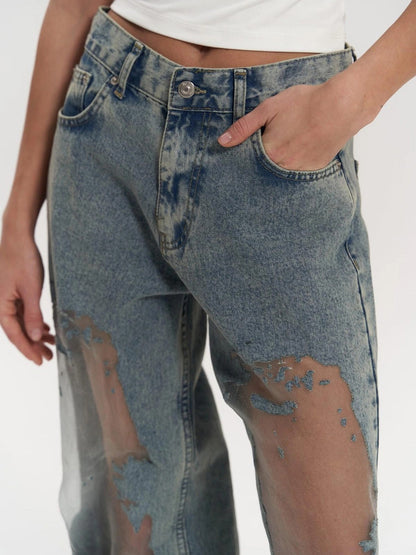 VAQUEROS DE CORTE REGULAR | MALLA TRANSPARENTE PREMIUM