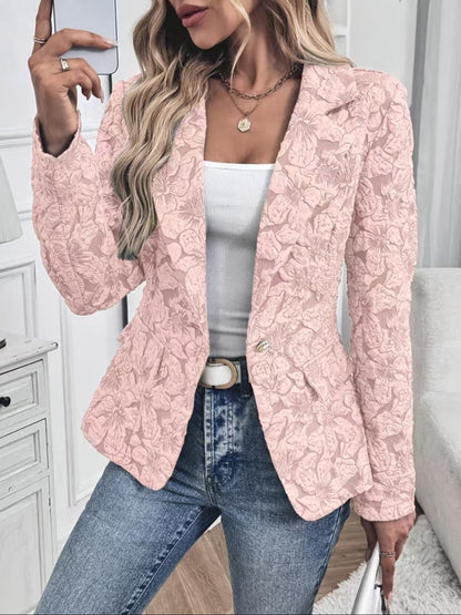 Blazer Ajustado de Mujer en Jacquard con Estampado de Paisley
