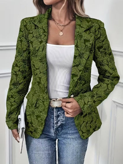 Blazer Ajustado de Mujer en Jacquard con Estampado de Paisley