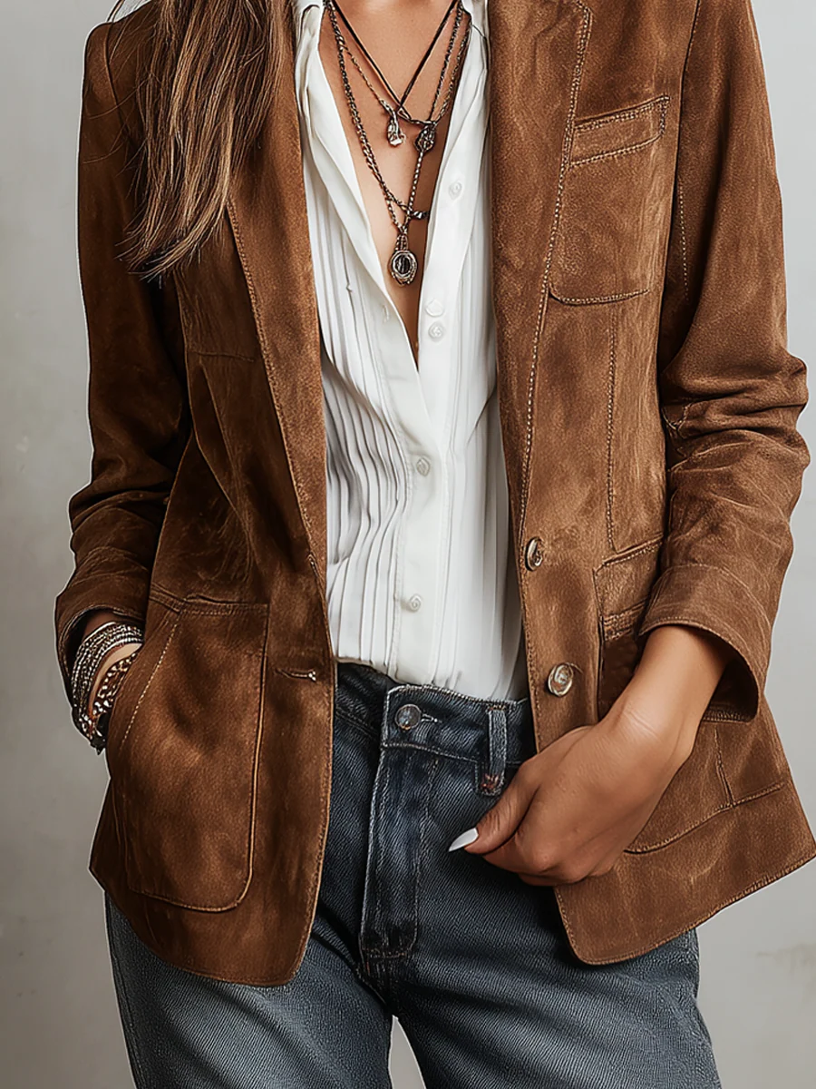 Blazer Vintage Marrón de Mujer