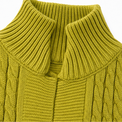 Cárdigan largo de punto trenzado con cuello alto