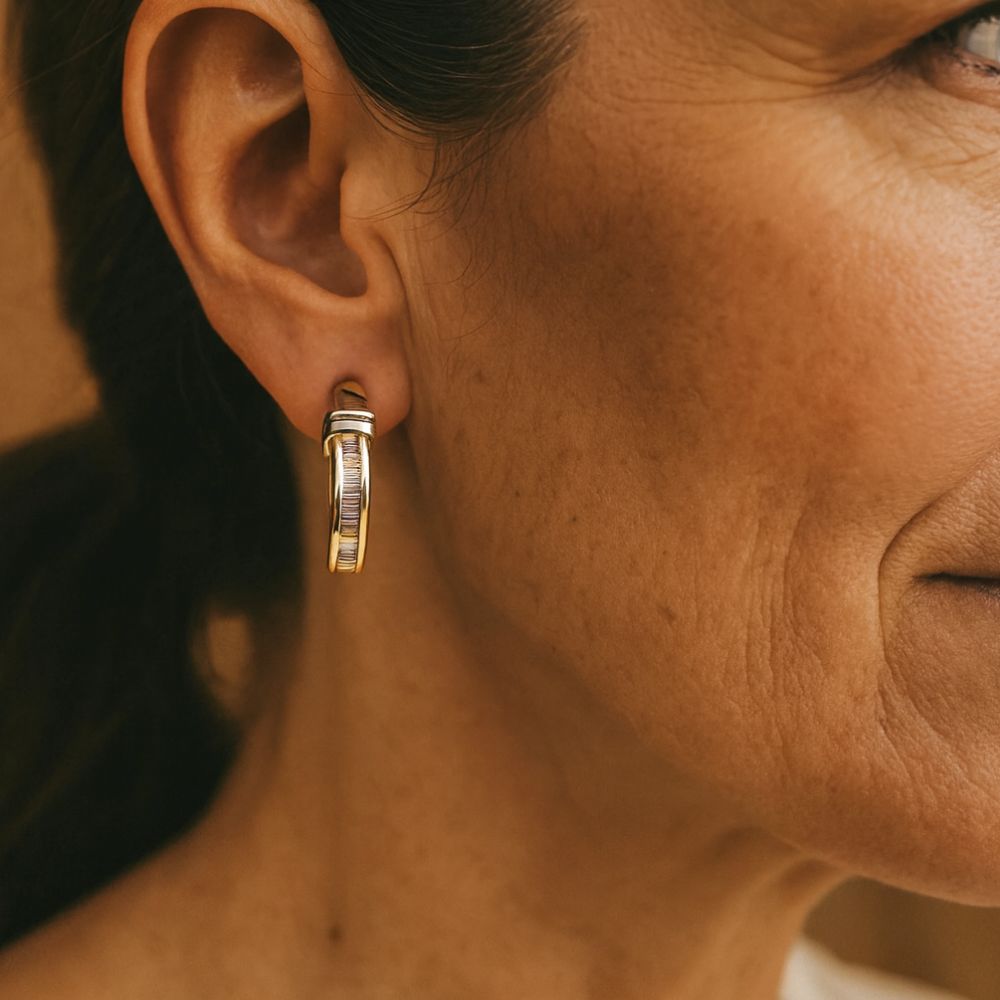 Pendientes vintage de oro con diamantes