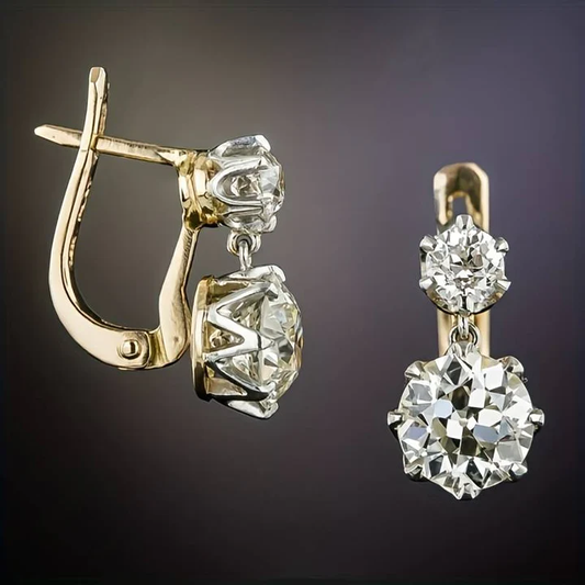 Pendientes vintage de oro con circonitas