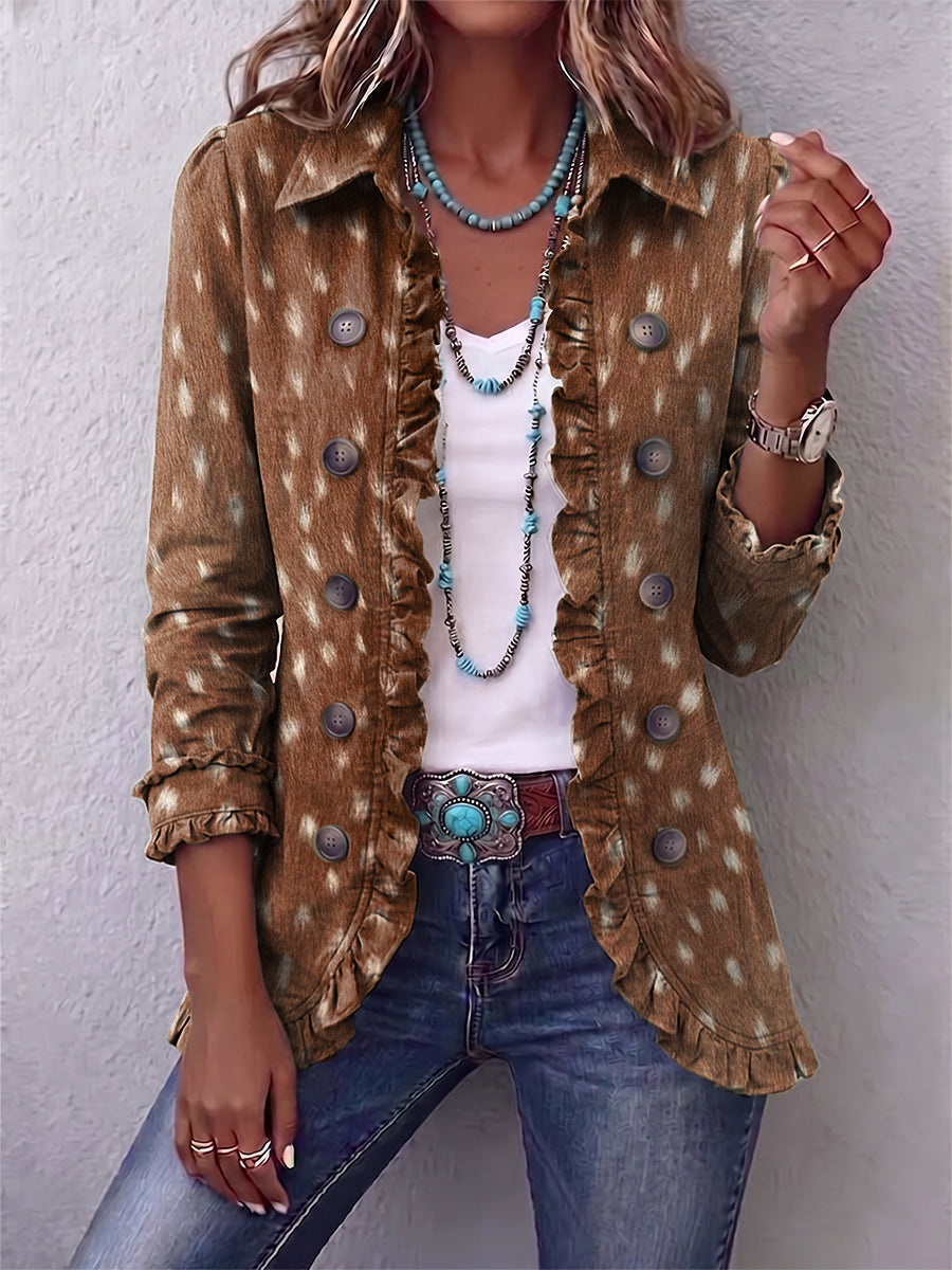 Vanesa | Chaqueta Estampado Animal con Volantes