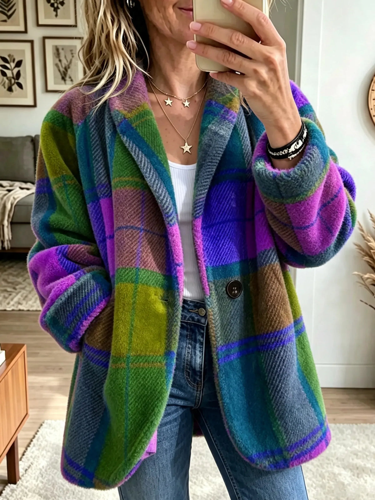 Lavinia | Chaqueta de forro polar a cuadros