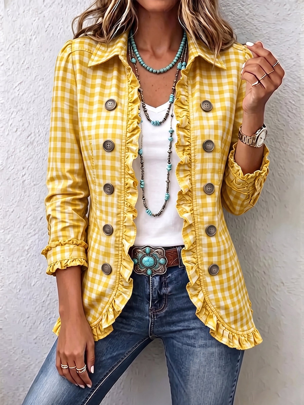 Rebeca | Chaqueta de Cuadros Vichy con Volantes
