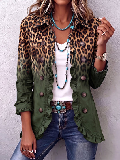 Rosa María | Chaqueta Blazer Leopardo Degradado con Volantes