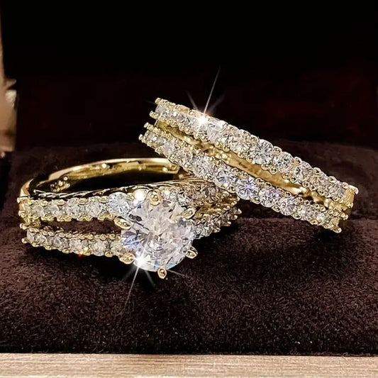 Conjunto de anillos de diamantes «Brillo eterno»
